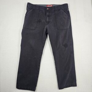 Coleman Mens Fleece Lined Utility Pants‎ Black Plaid Lined Canvas Workwear 34x28